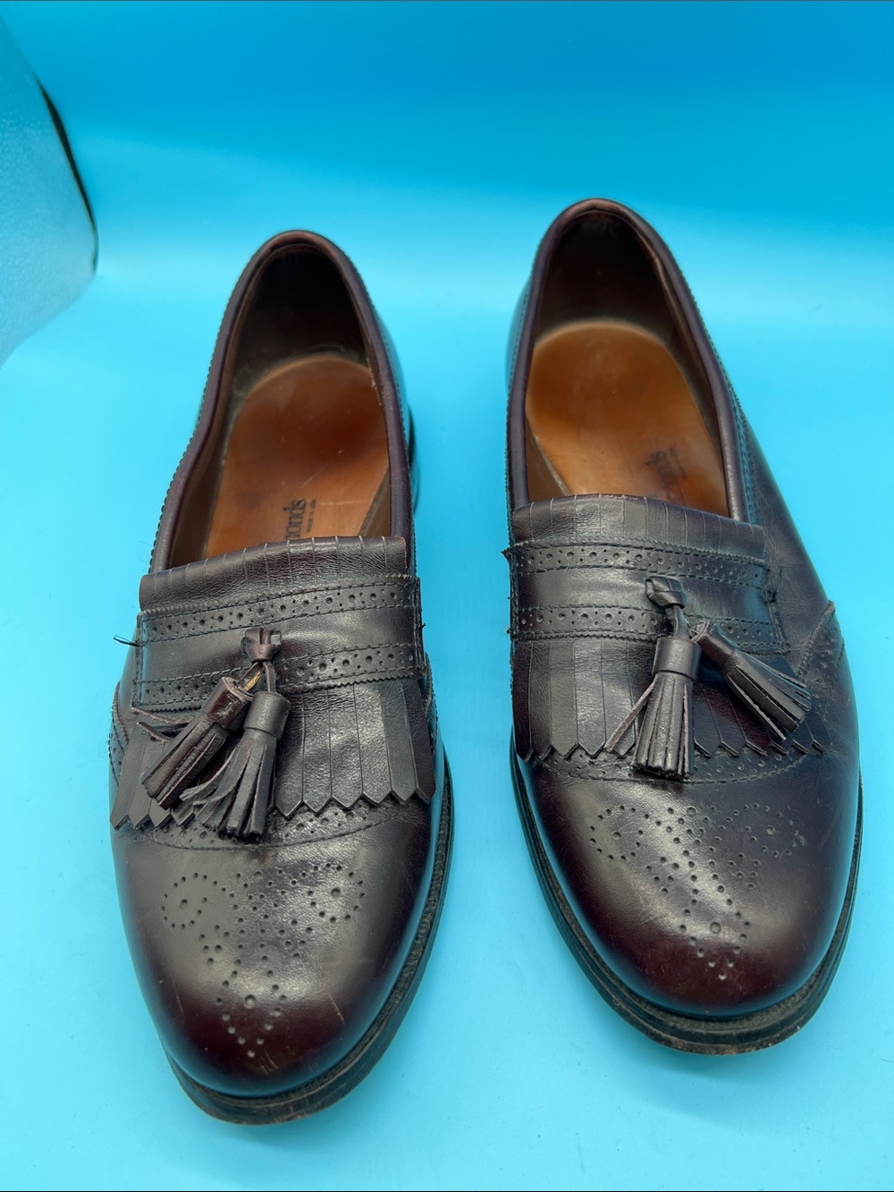 Allen Edmonds Bridgeton Men’s 10.5 D Burgundy Leather Loafers Shoes Keltie Tasse